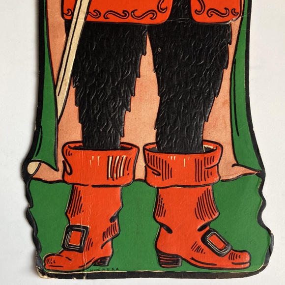 Rare 1950’s Vintage Halloween Beistle Embossed Black Cat Puss In Boots Die Cut - Picture 5 of 7